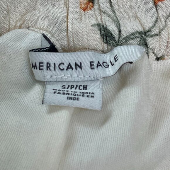 NWOT American Eagle Floral Tiered Ruffle Tie Waist Midi Skirt Cream Size S - Picture 5 of 14